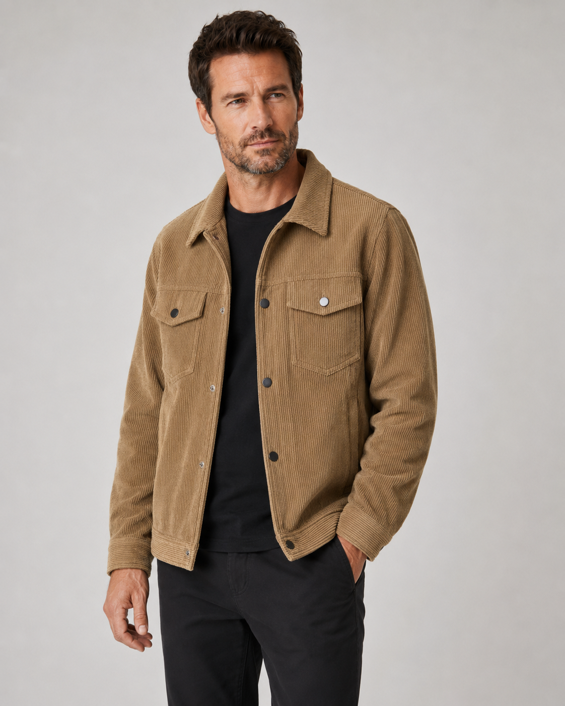 Men's Corduroy Shirt Jacket with Pockets