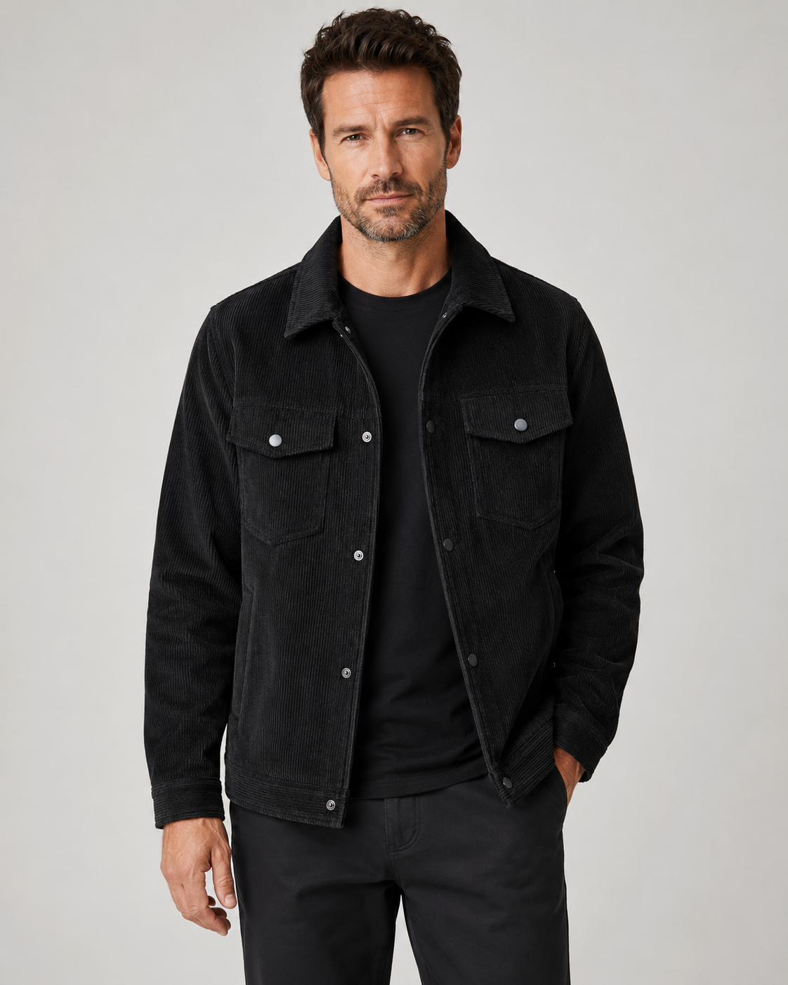 Men's Corduroy Shirt Jacket with Pockets