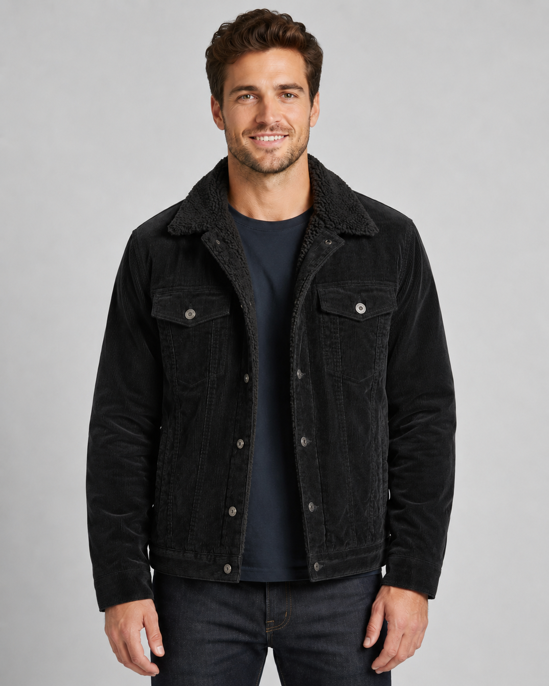 Men's Sherpa Collar Corduroy Trucker Jacket