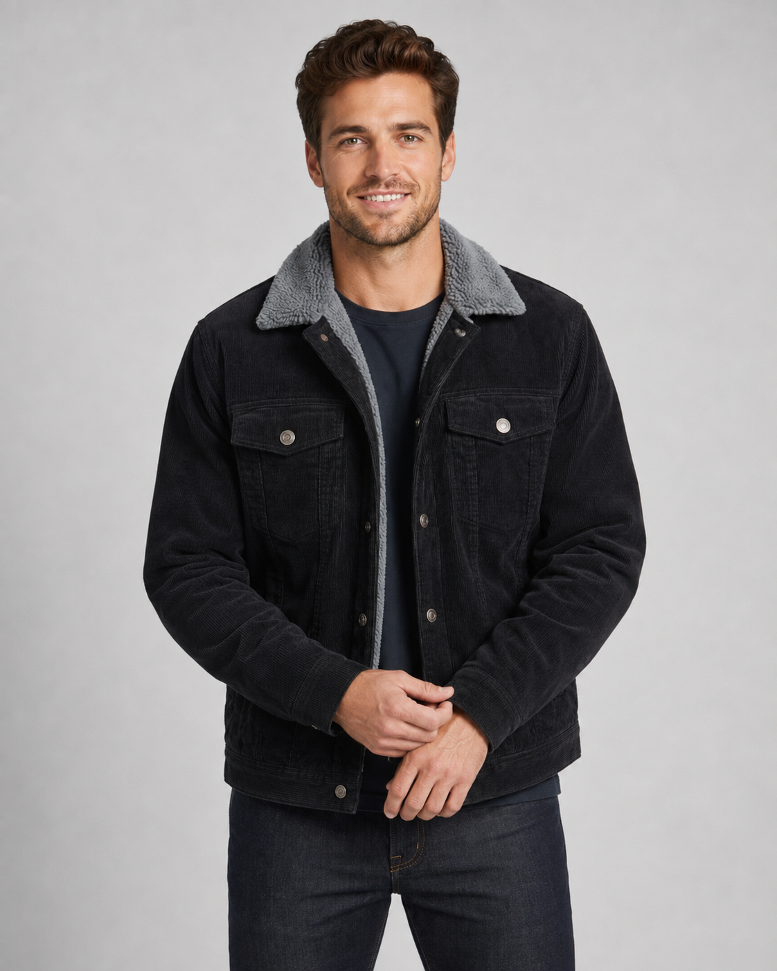 Men's Sherpa Collar Corduroy Trucker Jacket