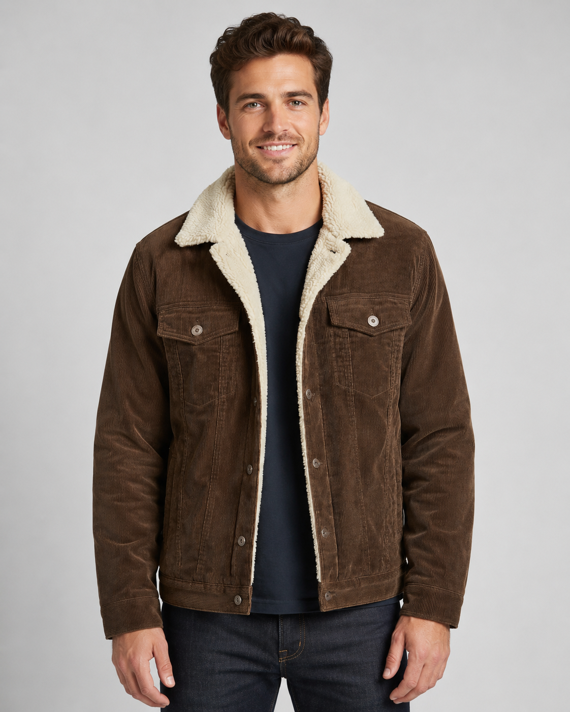 Men's Sherpa Collar Corduroy Trucker Jacket