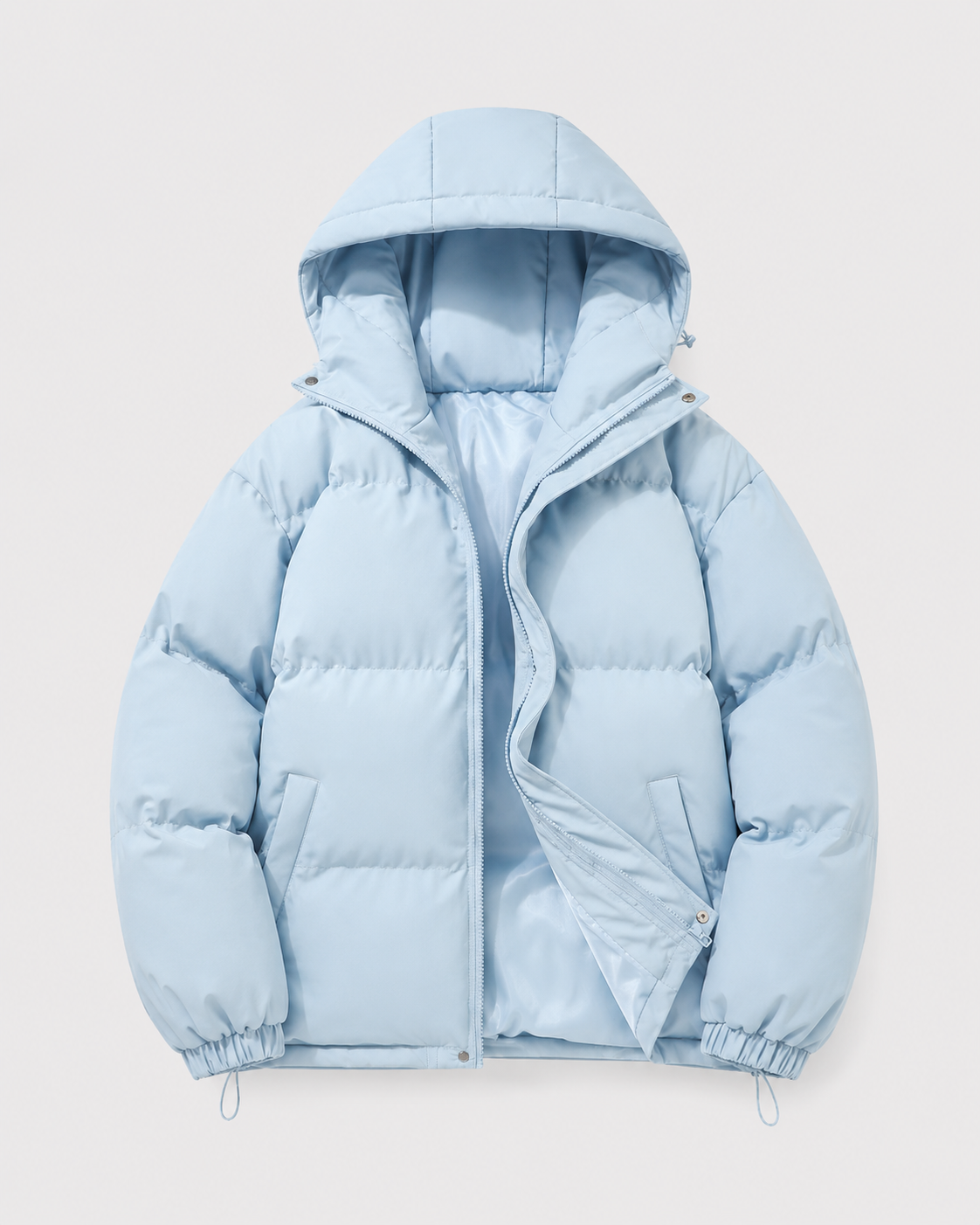 Men's Winter Hooded Puffer Jacket with Drawstring Hem