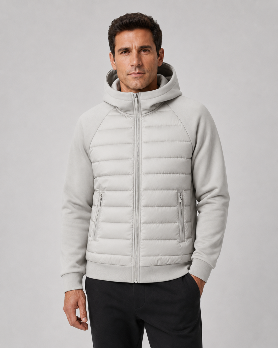 Men's Quilted Hybrid Hooded Jacket