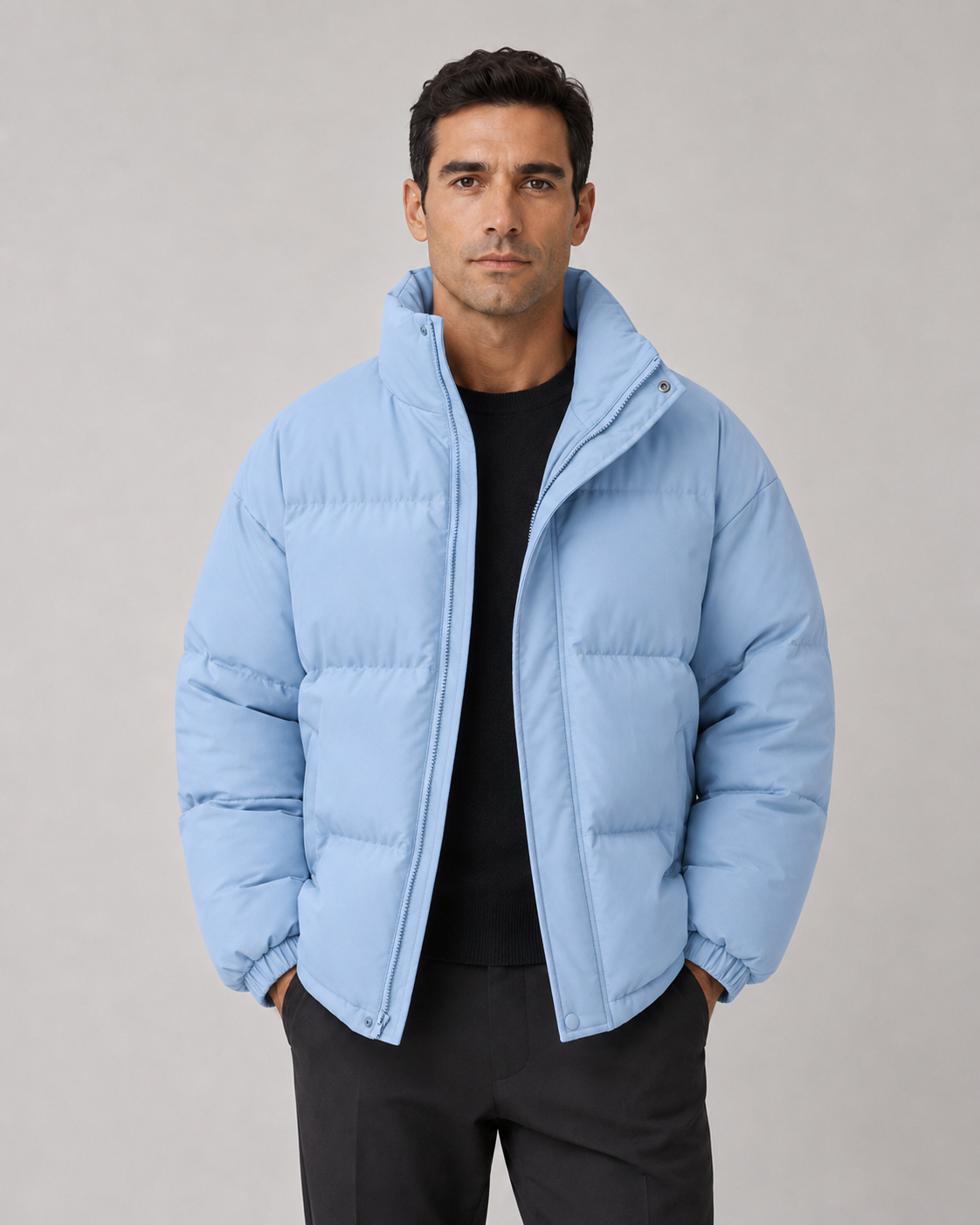 Men's Winter Oversized Puffer Jacket with Stand Collar
