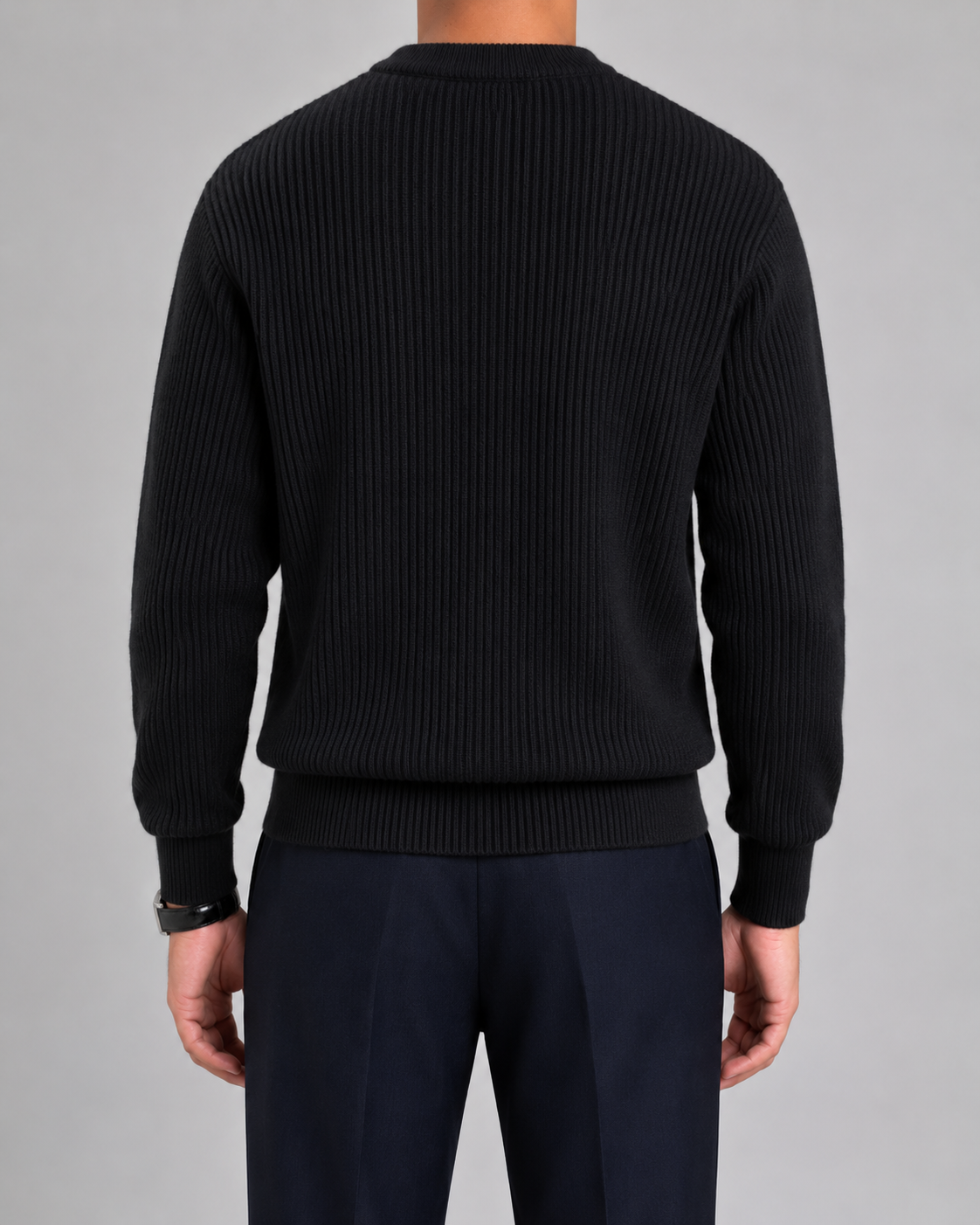 Men's Crewneck Ribbed Knit Sweater