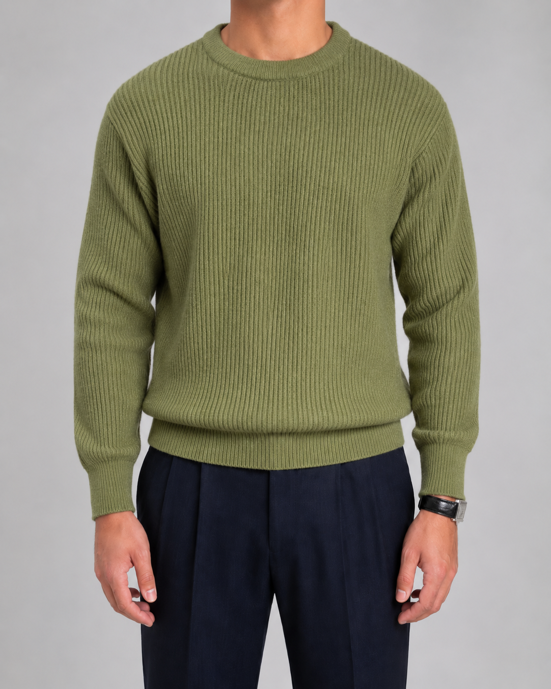 Men's Crewneck Ribbed Knit Sweater