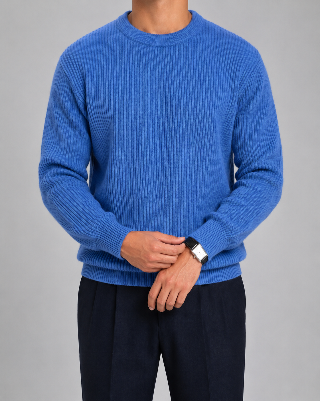 Men's Crewneck Ribbed Knit Sweater