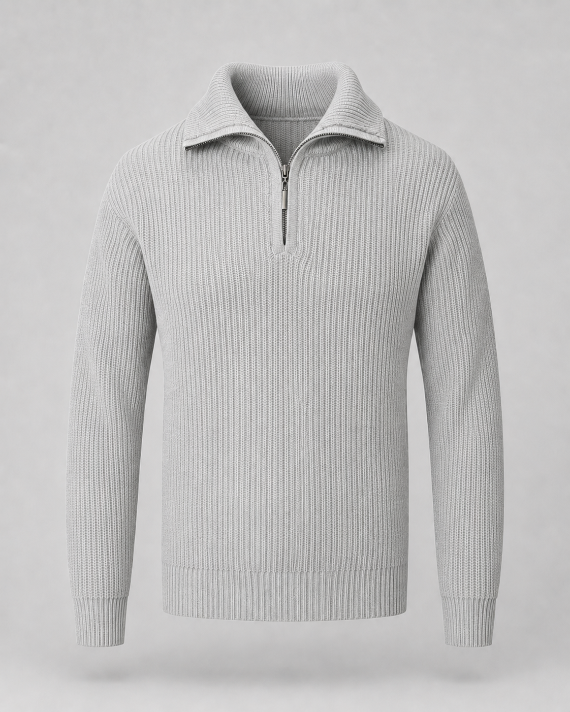 Men's Quarter-Zip Ribbed Collared Sweater