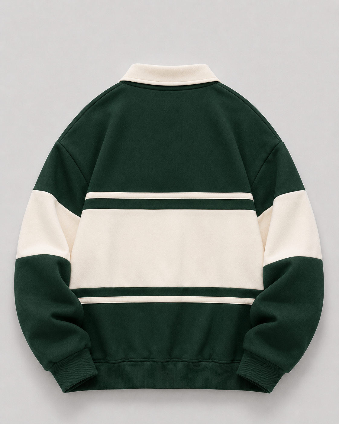 Men's Color Block Rugby Polo Sweater - Long Sleeve Relaxed Fit