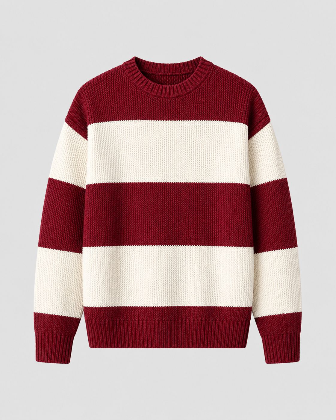 Men's Crew Neck Rugby Stripe Sweater - Relaxed Fit