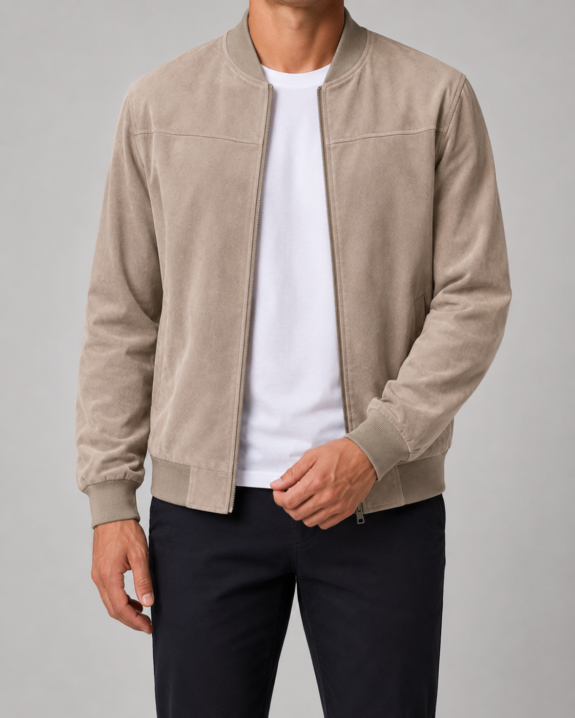 Men's Bomber Jacket in Suede