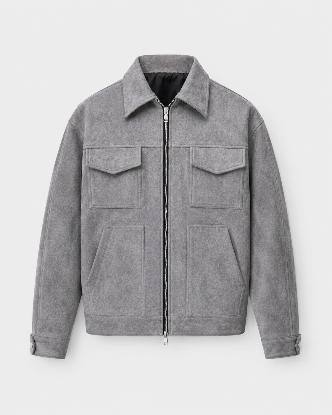 Men's Utility Jacket – Suede Loose Fit Zip Design