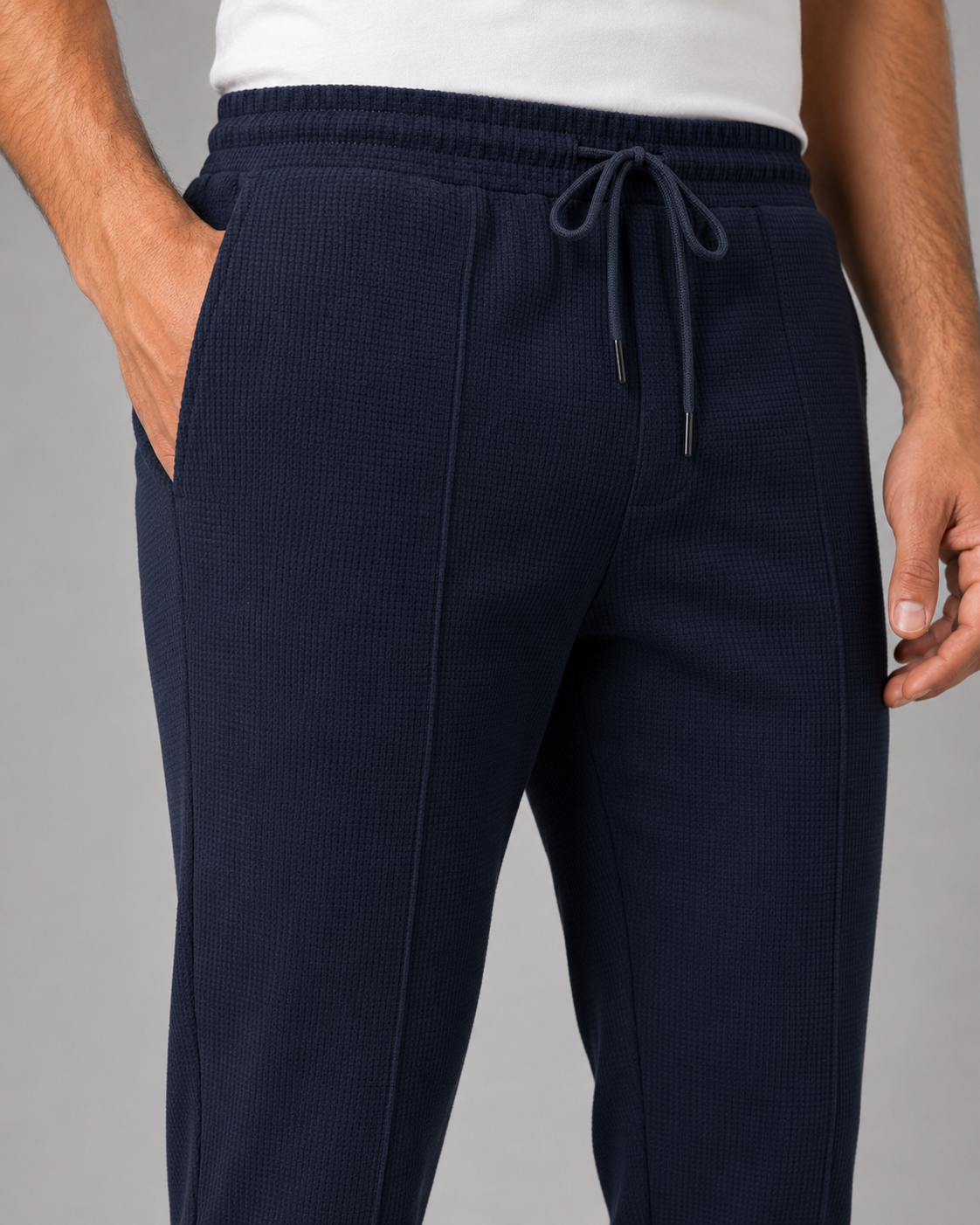Men's Waffle Tracksuit Set - Zip Jacket and Pants