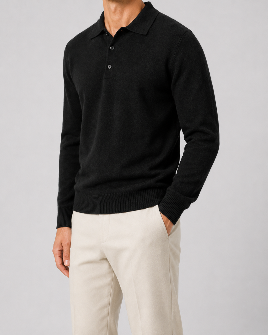 Men's Knit Wool Polo Sweater