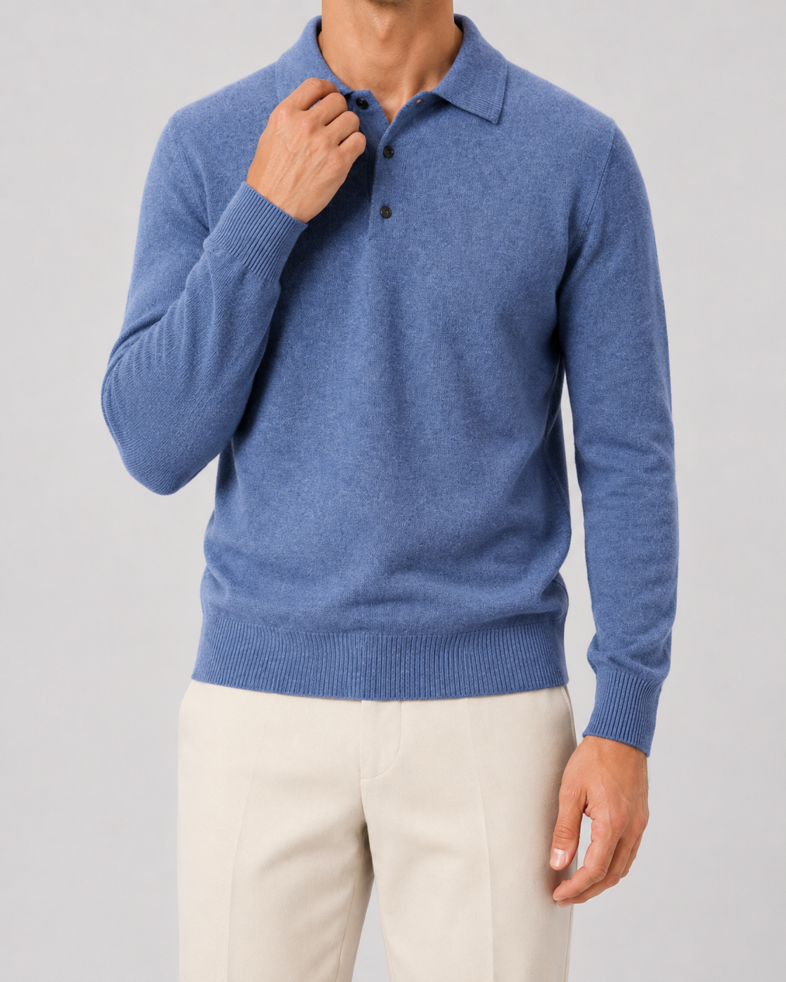 Men's Knit Wool Polo Sweater