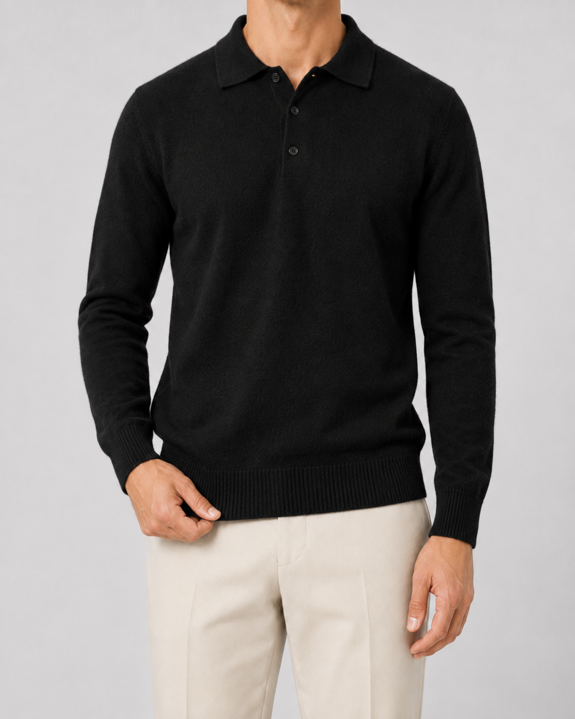 Men's Knit Wool Polo Sweater