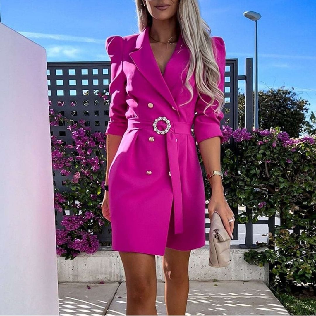 Women's Belted Blazer Mini Dress - Casual