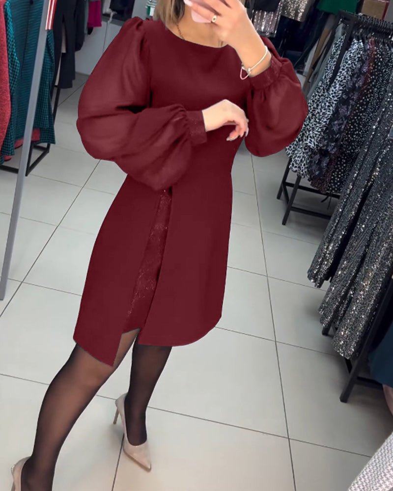 Ruby | Women's Mini Dress with Lantern Sleeves, Casual
