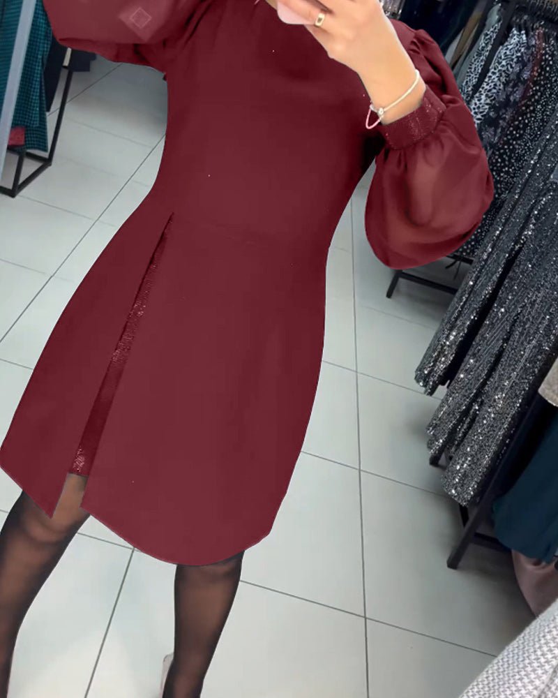 Ruby | Women's Mini Dress with Lantern Sleeves, Casual