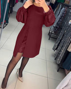 Ruby | Women's Mini Dress with Lantern Sleeves, Casual