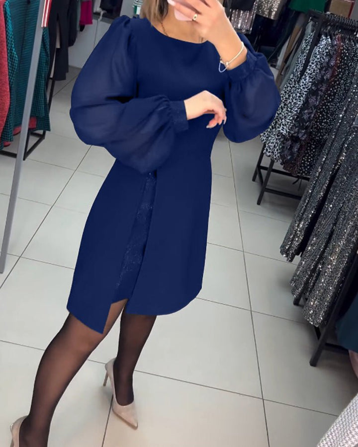 Ruby | Women's Mini Dress with Lantern Sleeves, Casual