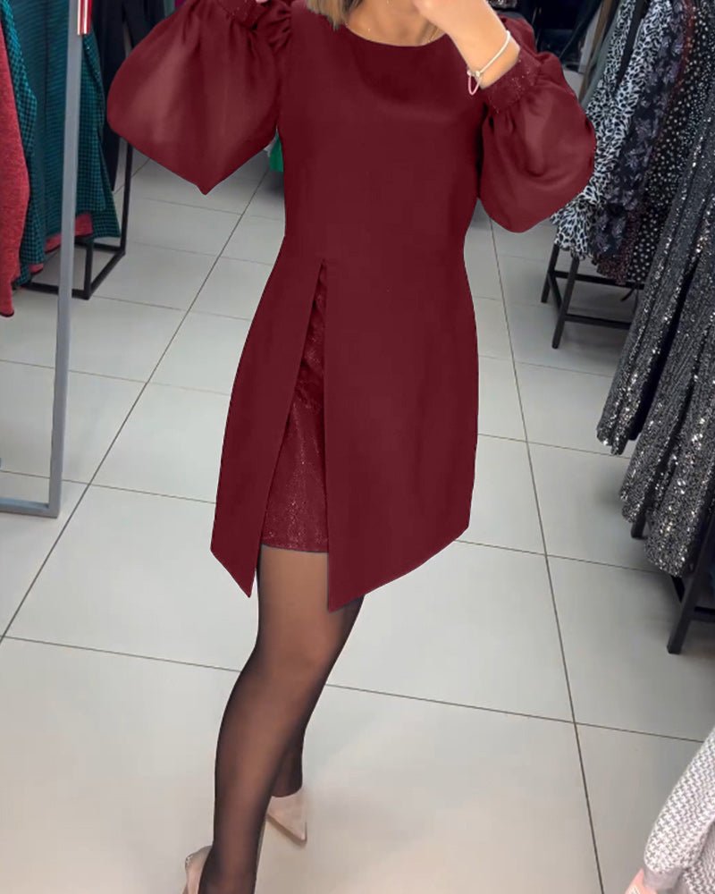 Ruby | Women's Mini Dress with Lantern Sleeves, Casual
