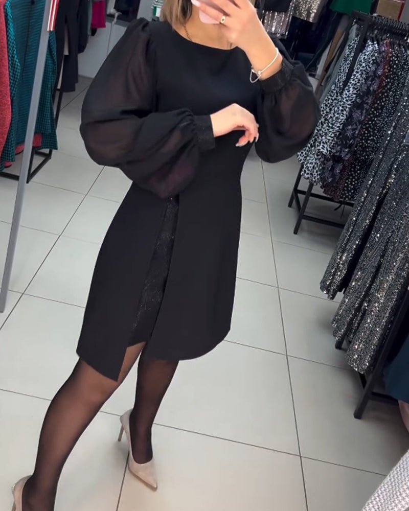 Ruby | Women's Mini Dress with Lantern Sleeves, Casual
