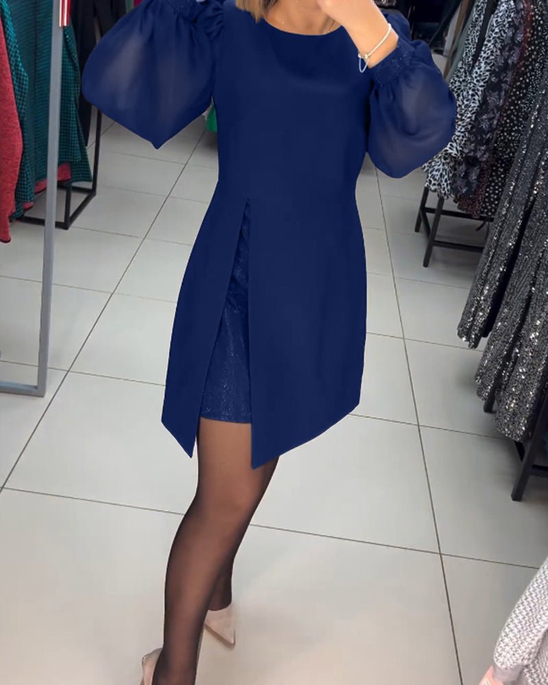 Ruby | Women's Mini Dress with Lantern Sleeves, Casual