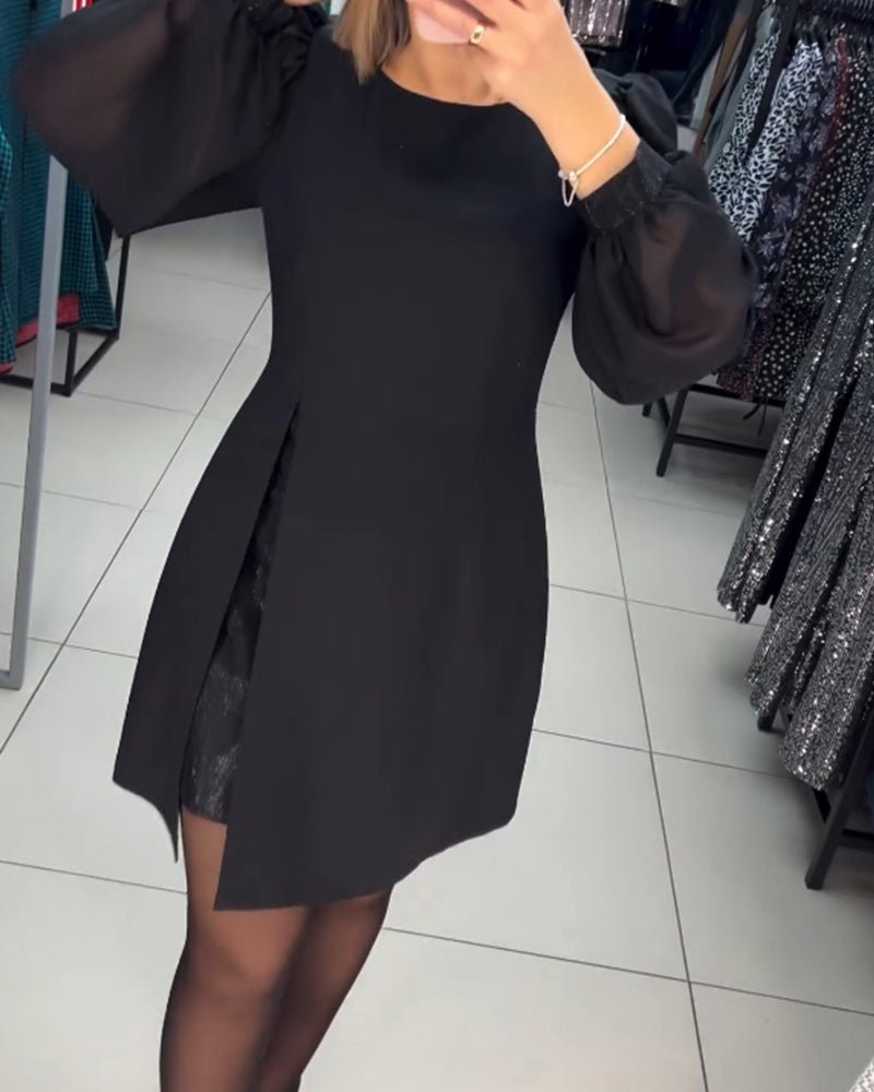 Ruby | Women's Mini Dress with Lantern Sleeves, Casual