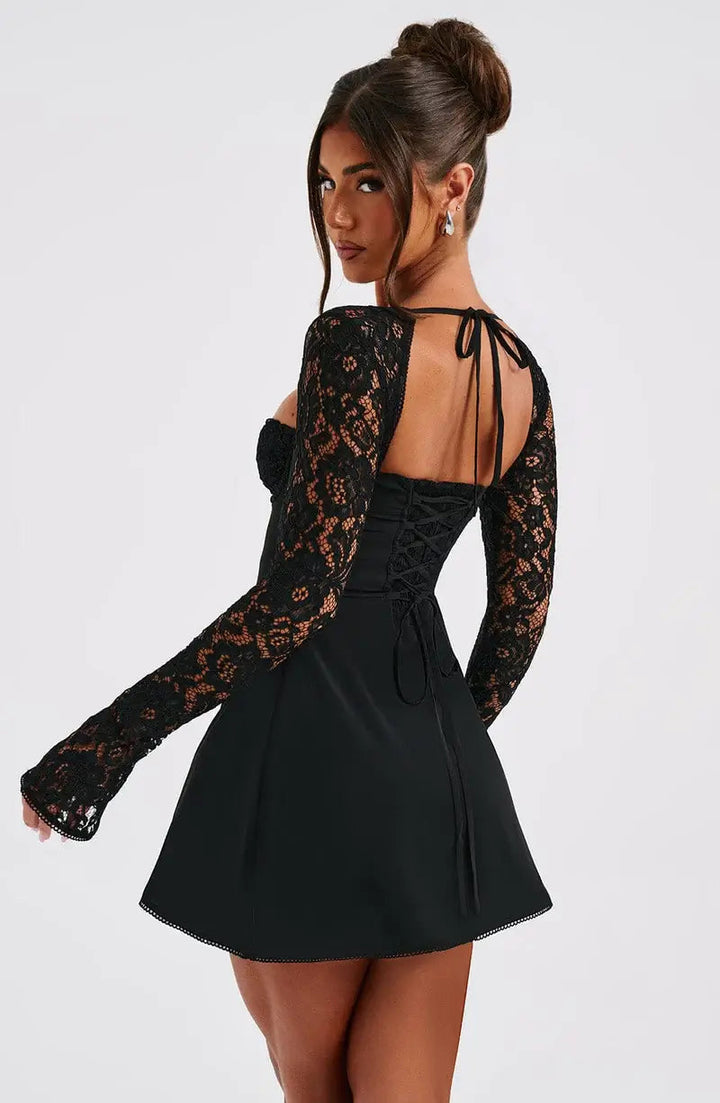 Nicolette | Women's Lace Sleeve A-Line Mini Dress, Formal