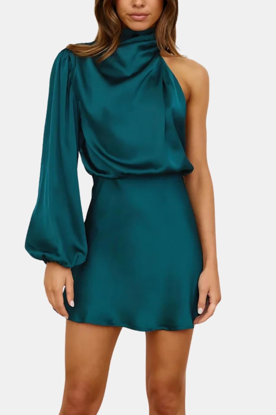 Women's One Shoulder Mini Dress - Casual