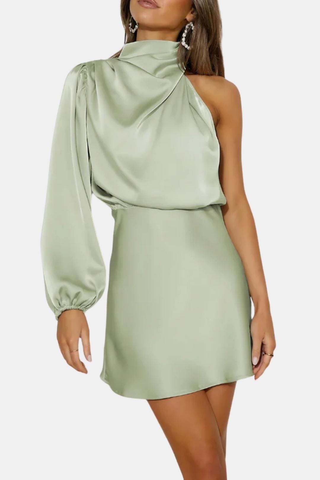 Women's One Shoulder Mini Dress - Casual