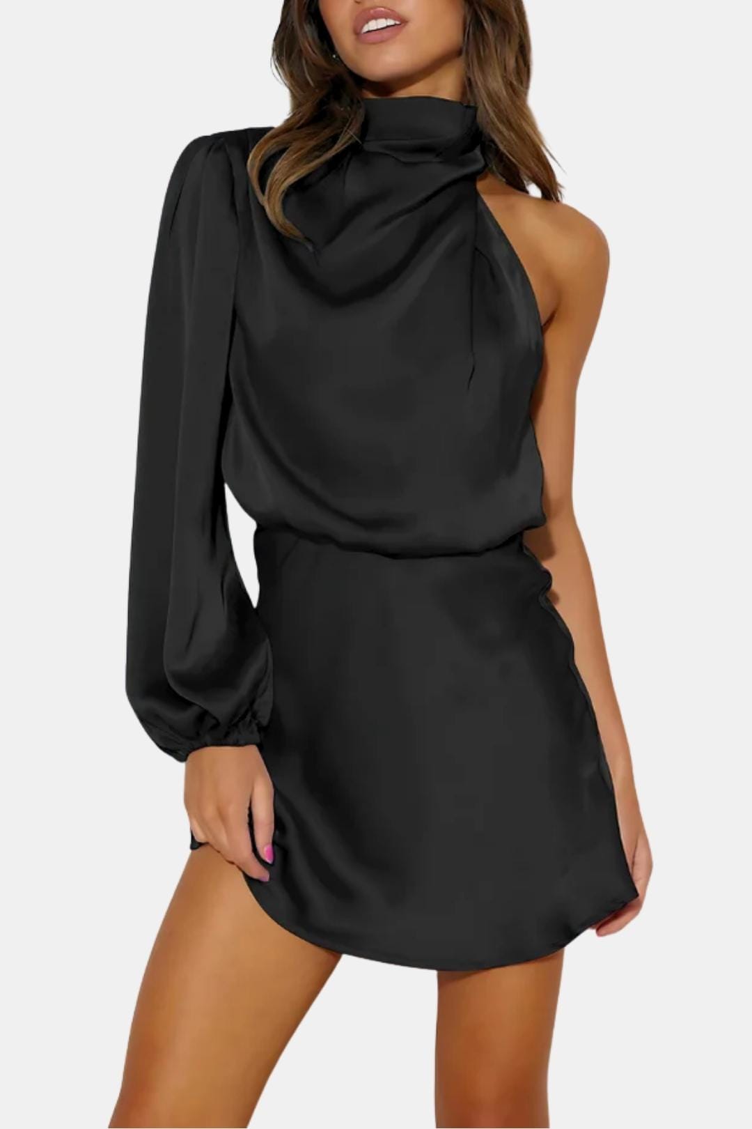 Women's One Shoulder Mini Dress - Casual