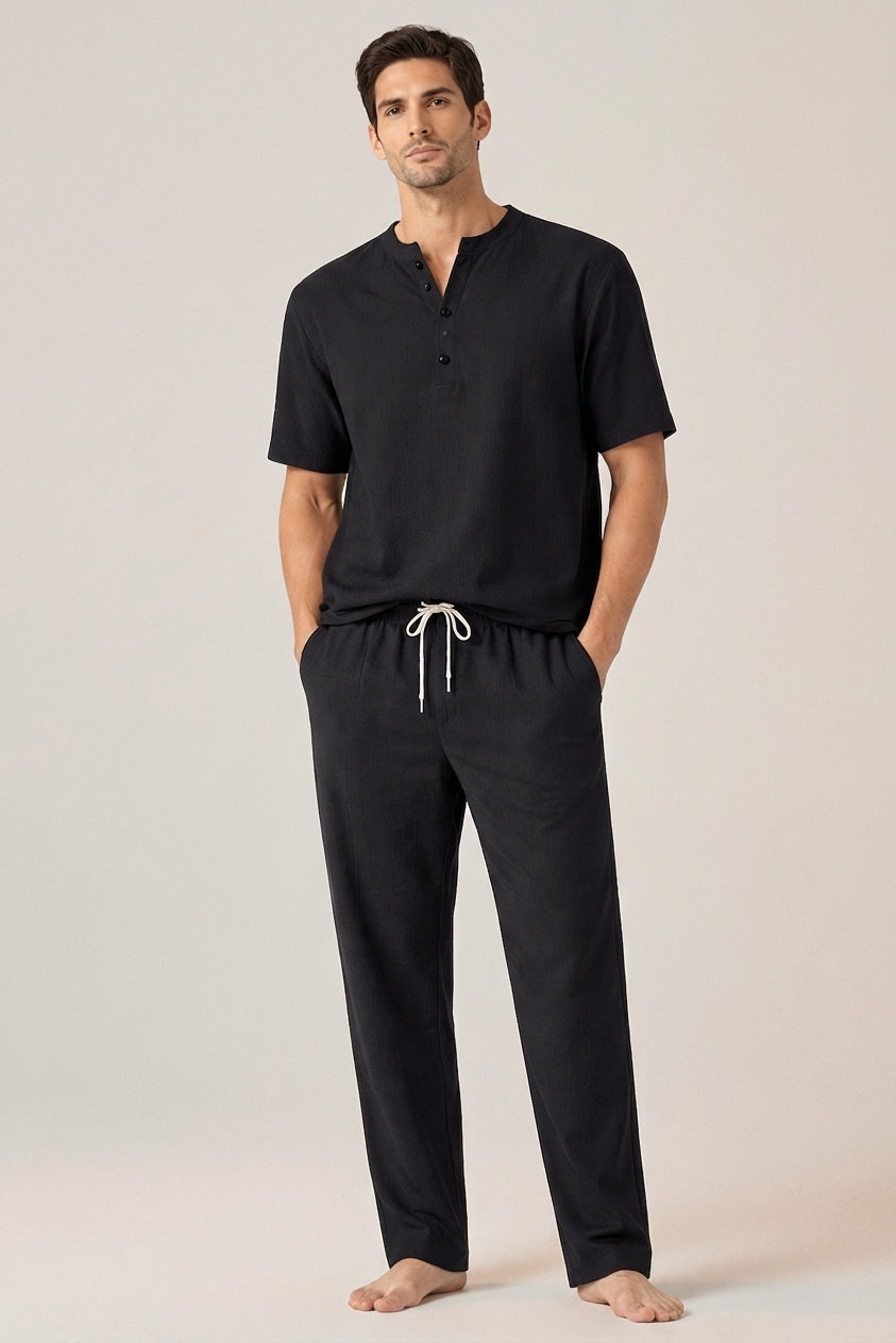 Men's Casual Cotton Linen Co-ord Set - Summer Outfit