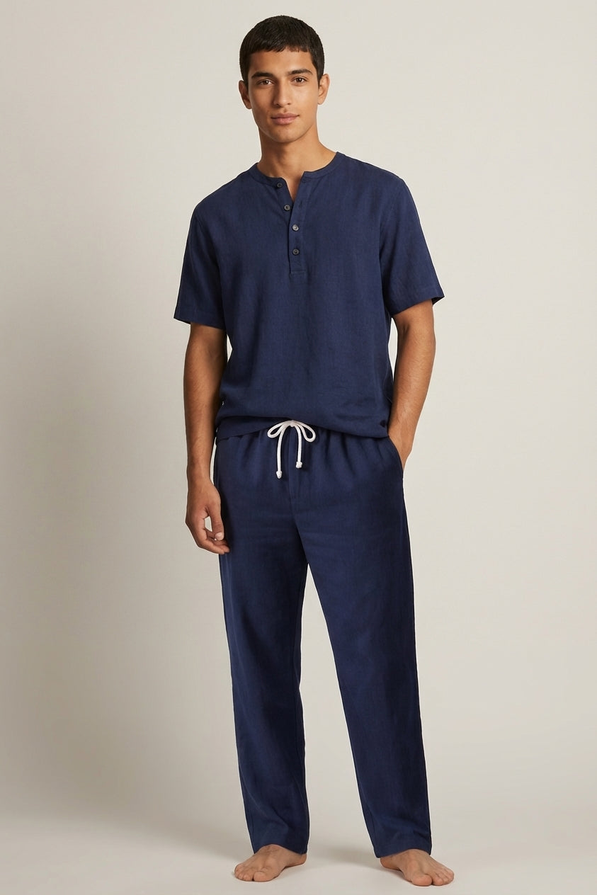 Men's Casual Cotton Linen Co-ord Set - Summer Outfit