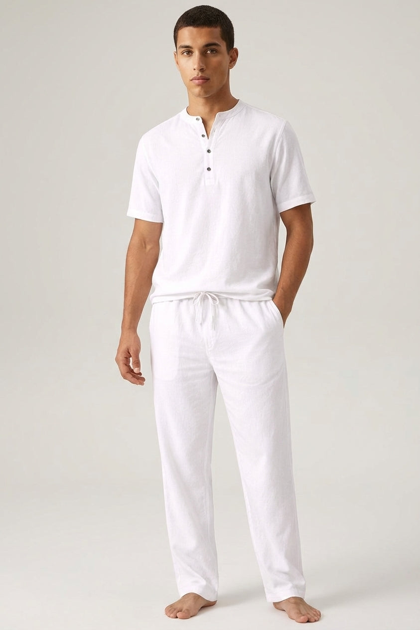 Men's Casual Cotton Linen Co-ord Set - Summer Outfit