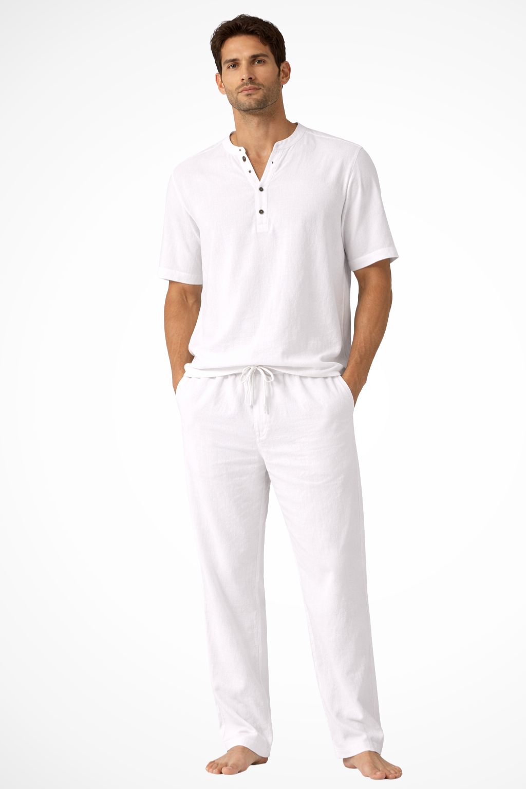 Men's Casual Cotton Linen Co-ord Set - Summer Outfit