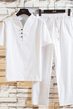 Men's Casual Cotton Linen Co-ord Set - Summer Outfit
