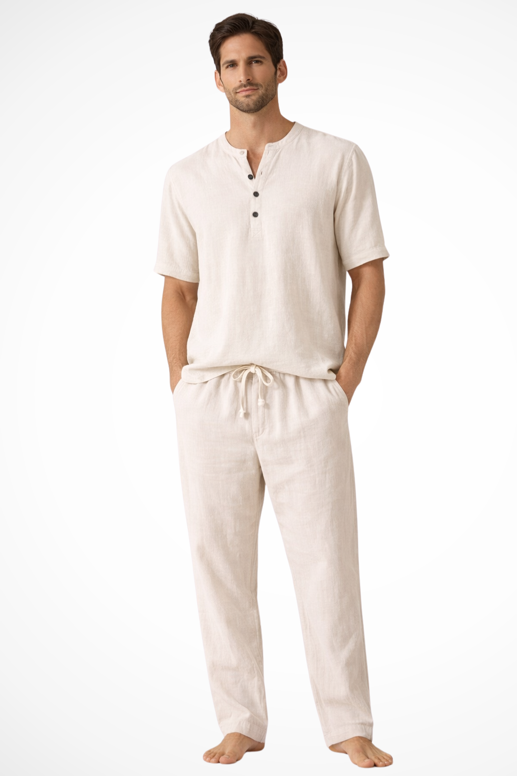 Men's Casual Cotton Linen Co-ord Set - Summer Outfit