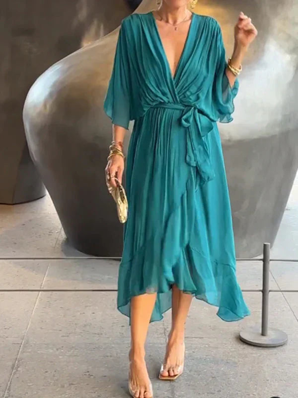 Emily | Women's Flowy Casual Midi Dress, Everyday Wear
