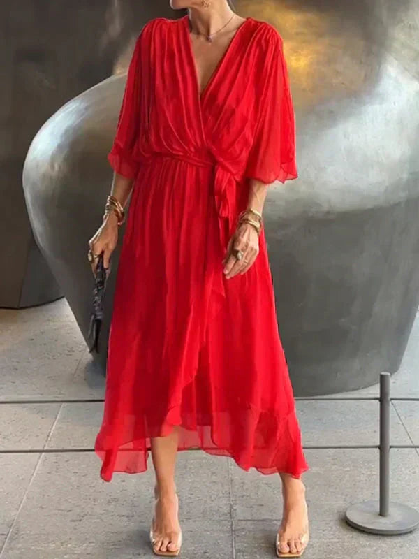 Emily | Women's Flowy Casual Midi Dress, Everyday Wear