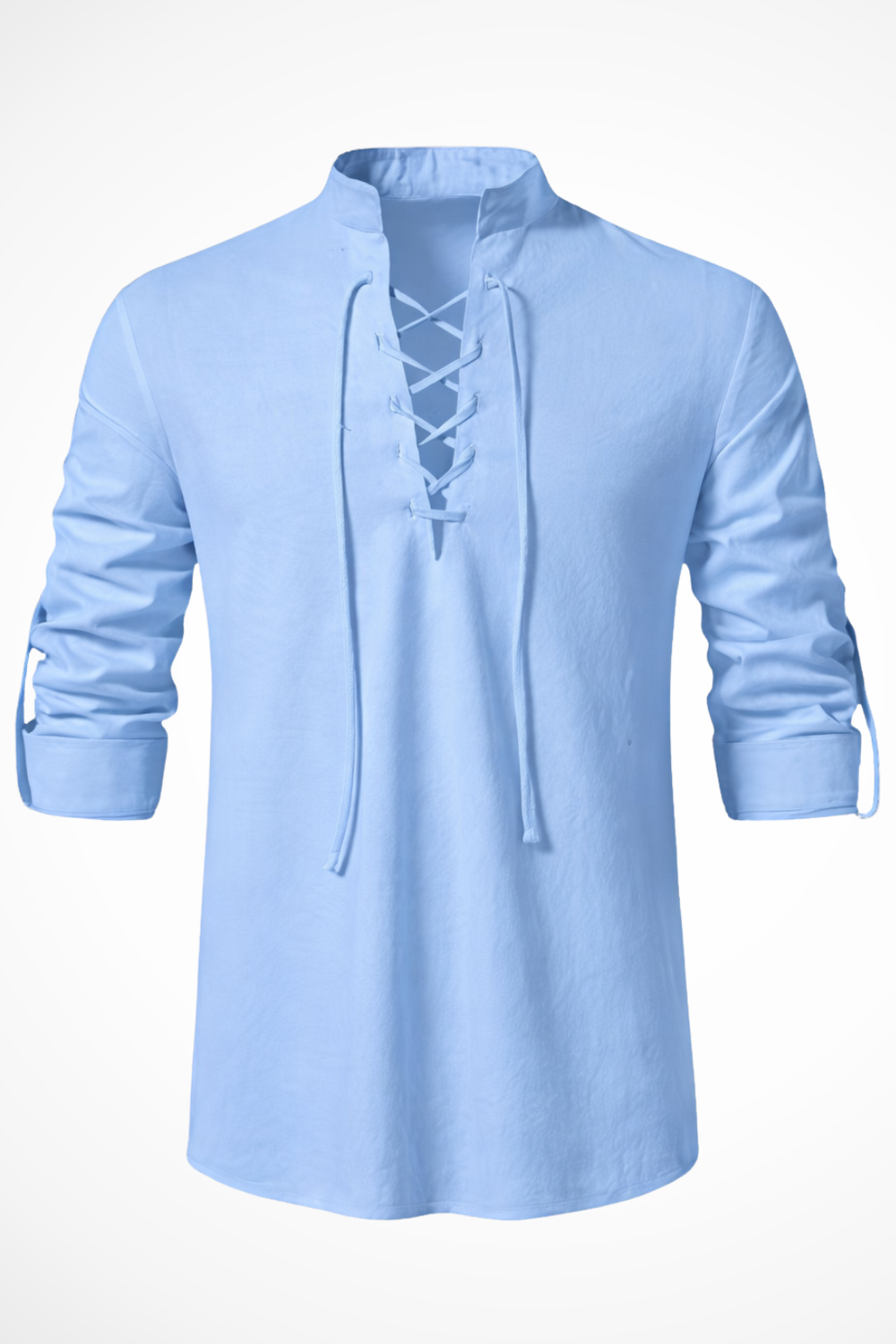 Men's Casual Linen Lace-Up Shirt - Summer Vacation