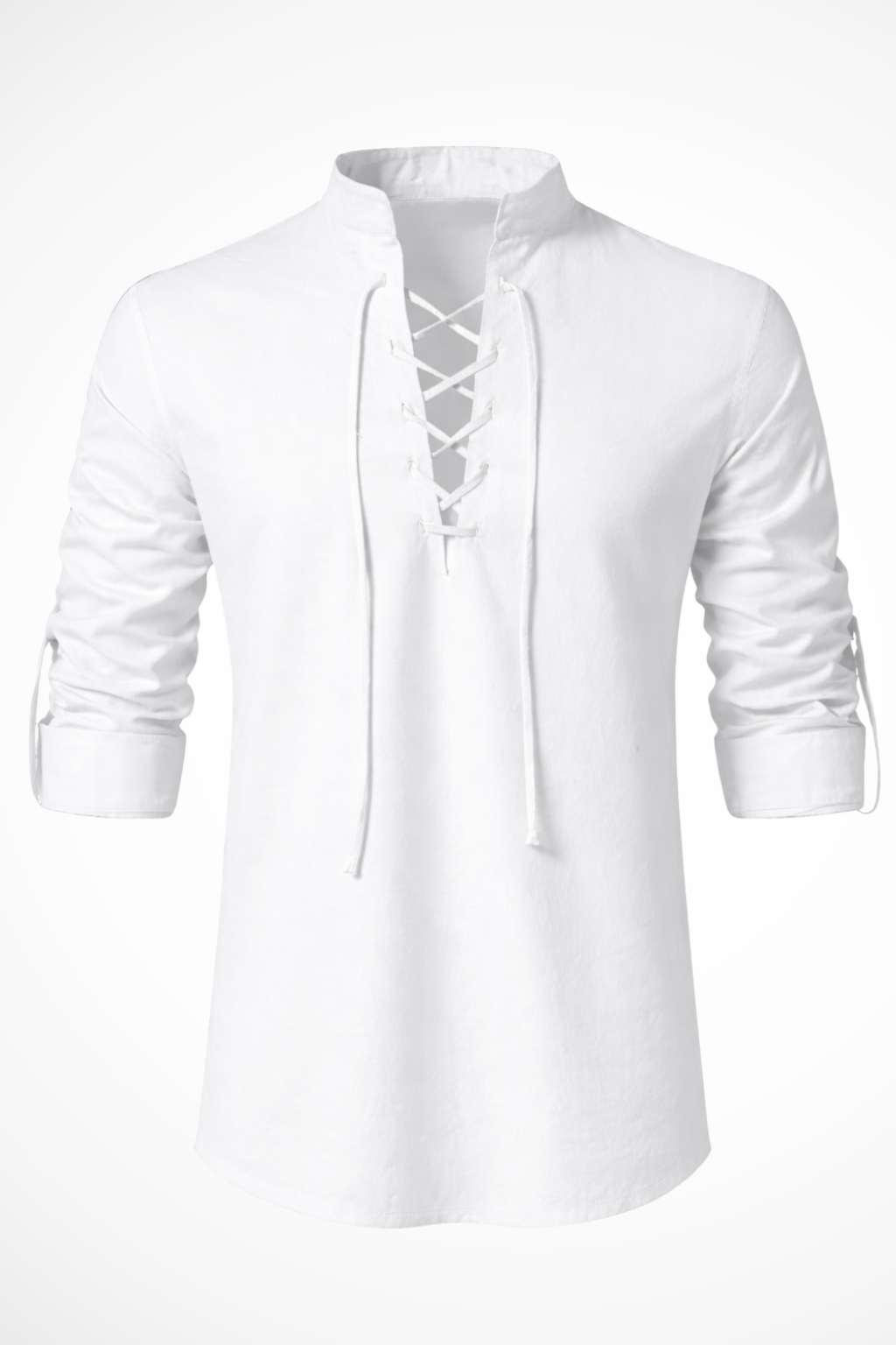 Men's Casual Linen Lace-Up Shirt - Summer Vacation