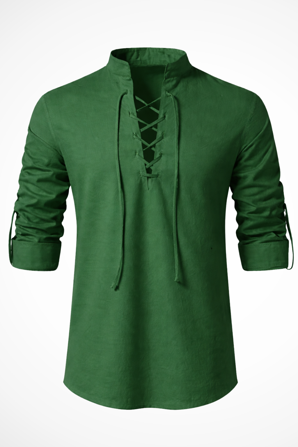 Men's Casual Linen Lace-Up Shirt - Summer Vacation