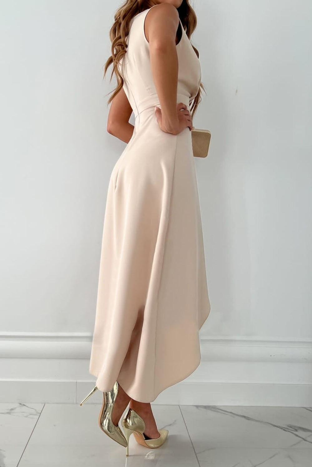 Emily | Women's V-Neck Flattering Fit Midi Dress