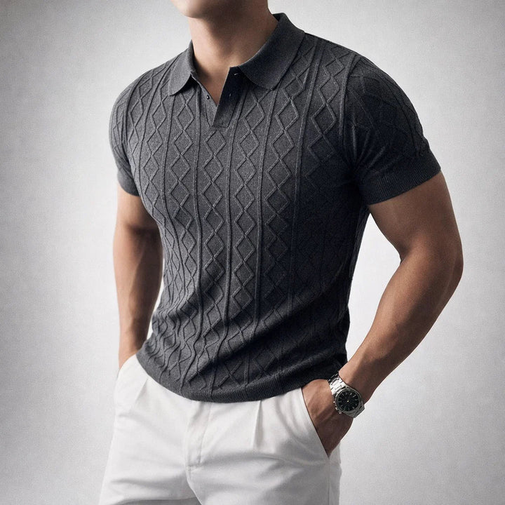 Men's Solid Knit Polo Shirt - Casual Summer