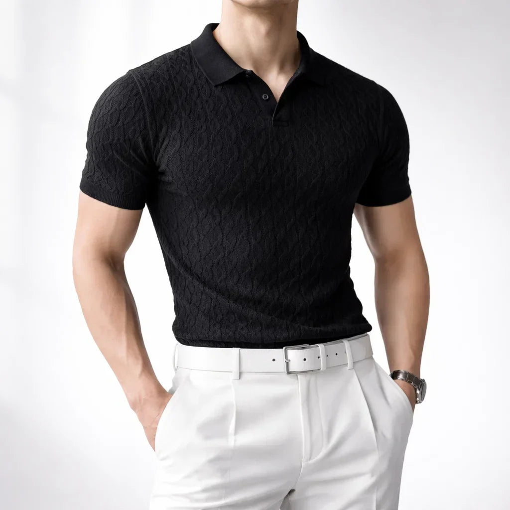 Men's Solid Knit Polo Shirt - Casual Summer