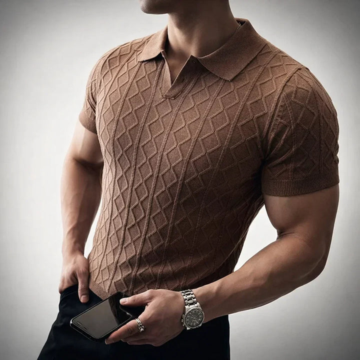 Men's Solid Knit Polo Shirt - Casual Summer