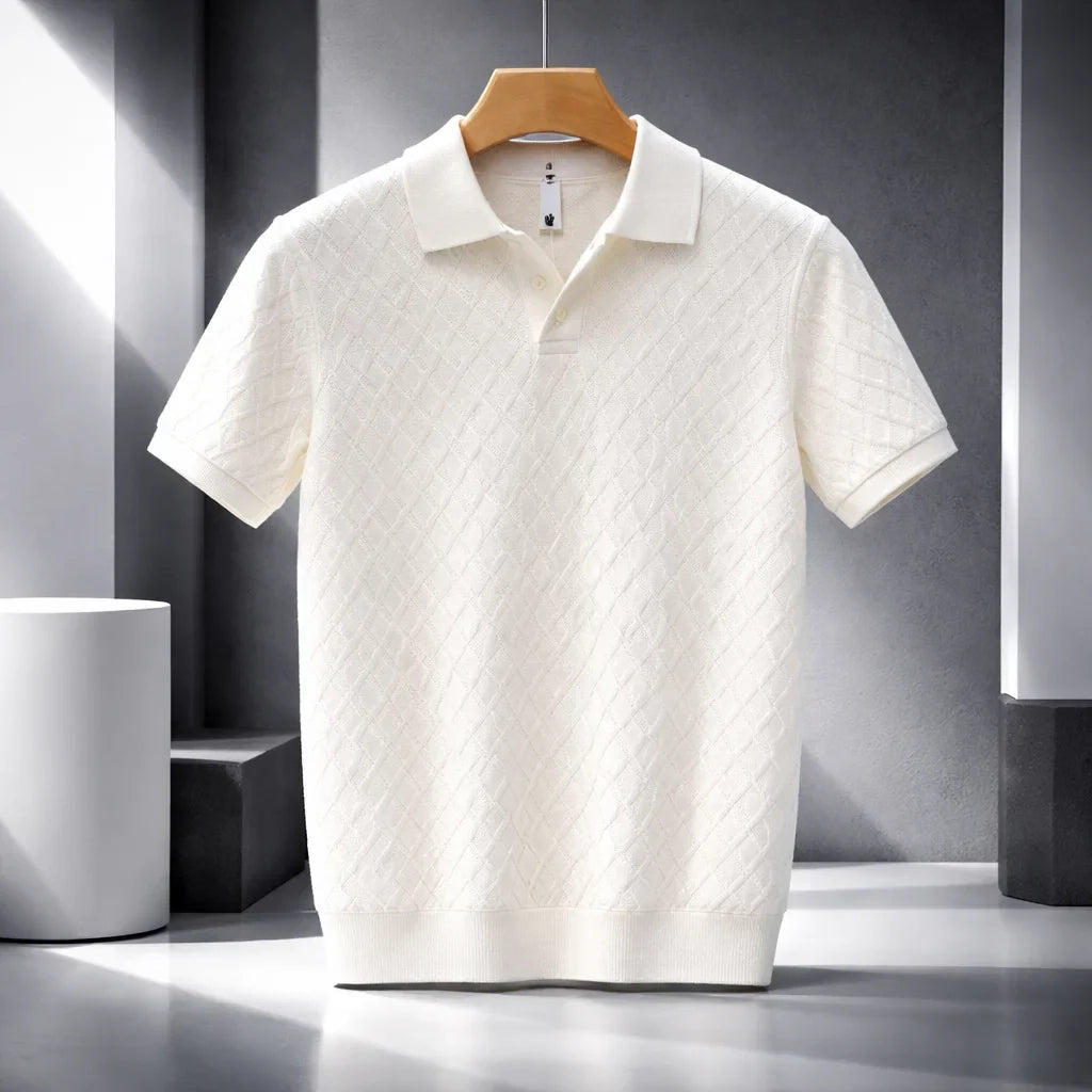 Men's Solid Knit Polo Shirt - Casual Summer