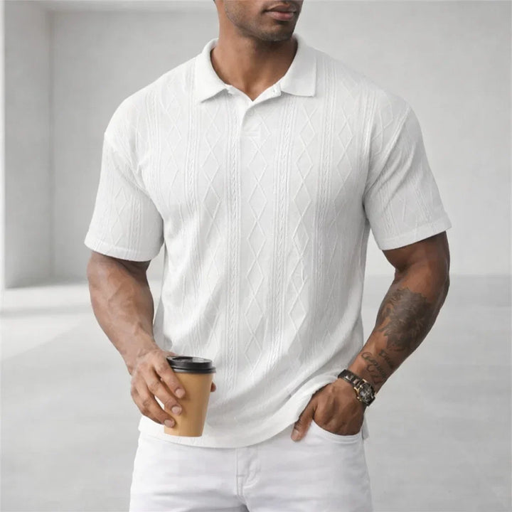 Men's Solid Knit Polo Shirt - Casual Summer